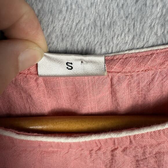 Vtg‎ Linen Women’s Dress Pink Floral Embroidered Cottagecore S Feminine Retro - Picture 5 of 9